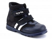 121-2,12,9 Тотто (Totto), ботинки детские утепленные ортопедические профилактические, кожа, нубук, синий, белый. в Кемерово