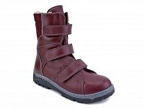 285б (22-31) Аквелла (Akwella), ботинки  детские ортопедические с высоким берцем, демисезонные, ворсин, кожа, бордовый в Кемерово