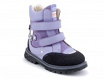 504 (26-30) Твики (Twiki) ботинки детские зимние ортопедические профилактические, кожа, нубук, натуральная шерсть, сиреневый в Кемерово