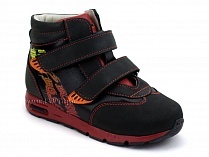092-11 Бос (Bos), ботинки детские ортопедические профилактические, не утепленные, кожа, нубук, черный, красный в Кемерово