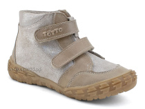 201-191,138 Тотто (Totto), ботинки демисезонние детские профилактические на байке, кожа, серо-бежевый в Кемерово