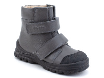 3381-721 Тотто (Totto), ботинки детские утепленные ортопедические профилактические, байка, кожа, серый в Кемерово