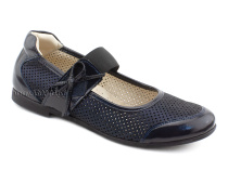 0015-500-0076 (37-40) Джойшуз (Djoyshoes), туфли Подростковые ортопедические профилактические, кожа перфорированная, темно-синий  в Кемерово
