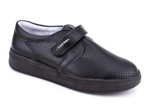 30024-701 Тотто (Totto), туфли школьные ортопедические профилактические перфорированная, кожа, чёрный в Кемерово