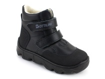 BL-271(05) Боттилини (Bottilini), ботинки  детские демисезонные  ортопедические профилактические, кожа, байка, черный в Кемерово