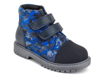 201-721 (26-30) Бос (Bos), ботинки детские утепленные профилактические, байка,  кожа,  синий, милитари в Кемерово