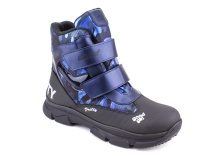 2542-25МК (37-40) Миниколор (Minicolor), ботинки зимние подростковые ортопедические профилактические, мембрана, кожа, натуральный мех, синий, черный в Кемерово