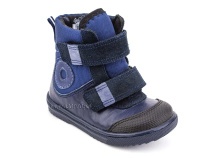 1024-23-14,16 Дандино, ботинки демисезонные утепленные, байка, кожа, тёмно-синий 