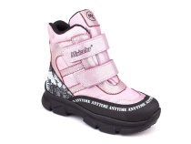 2633-06МК (31-36) Миниколор (Minicolor), ботинки зимние детские ортопедические профилактические, мембрана, кожа, натуральный мех, розовый, черный в Кемерово