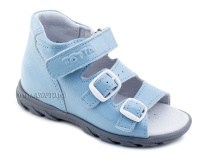 0313-9-603 Тотто (Totto), сандалии детские открытые ортопедические профилактические, кожа, голубой в Кемерово