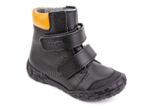 338-701,15 Тотто (Totto) ботинки детские  ортопедические профилактические, байка, кожа, черный, оранжевый в Кемерово