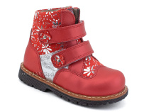 2031-13 Миниколор (Minicolor), ботинки детские ортопедические профилактические утеплённые, кожа, байка, красный в Кемерово