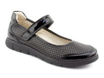 0026-178-043 (37-40) Джойшуз (Djoyshoes), туфли подростковые ортопедические профилактические, кожа перфорированная, черный  в Кемерово